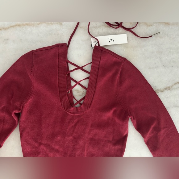 NWT-Lace Up Sides Midi Dress - Picture 6 of 8